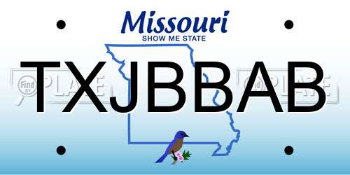 TXJBBAB Missouri License Plate