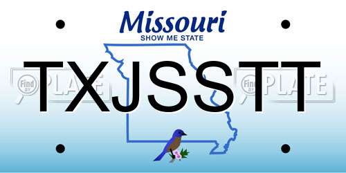 TXJSSTT Missouri License Plate
