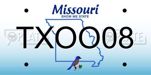 TXOO08 Missouri License Plate