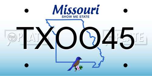 TXOO45 Missouri License Plate