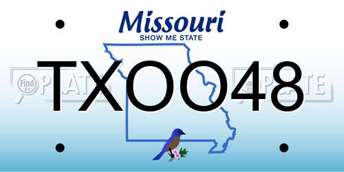 TXOO48 Missouri License Plate