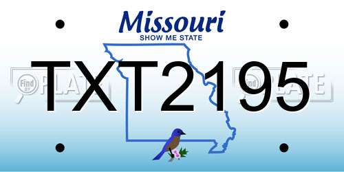 TXT2195 Missouri License Plate