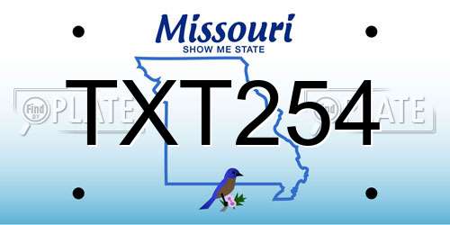 TXT254 Missouri License Plate