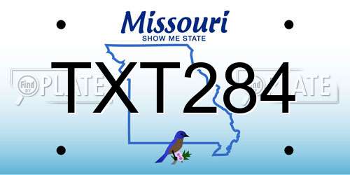 TXT284 Missouri License Plate