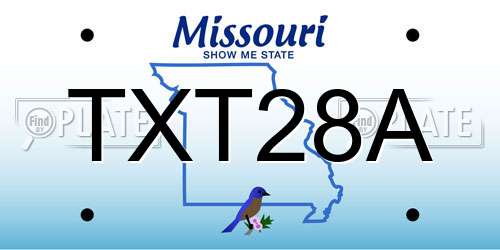 TXT28A Missouri License Plate