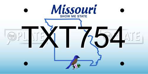TXT754 Missouri License Plate