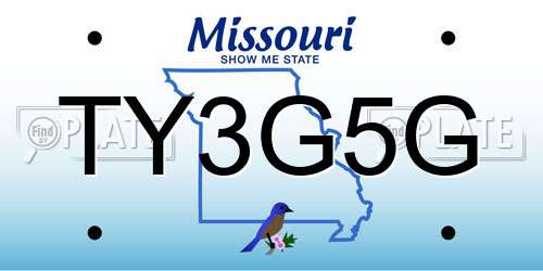 TY3G5G Missouri License Plate