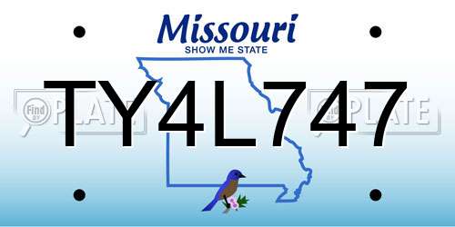 TY4L747 Missouri License Plate