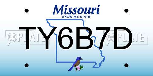 TY6B7D Missouri License Plate