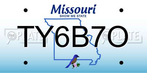 TY6B7O Missouri License Plate