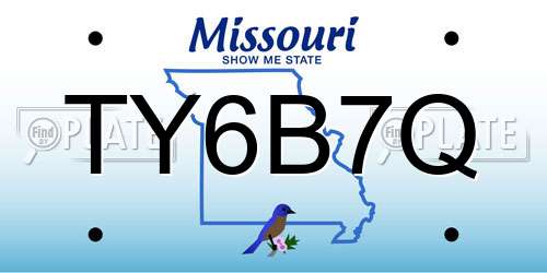 TY6B7Q Missouri License Plate
