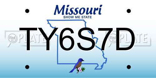 TY6S7D Missouri License Plate