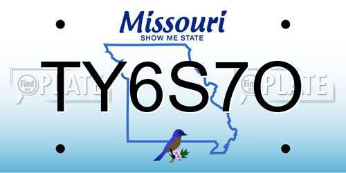 TY6S7O Missouri License Plate