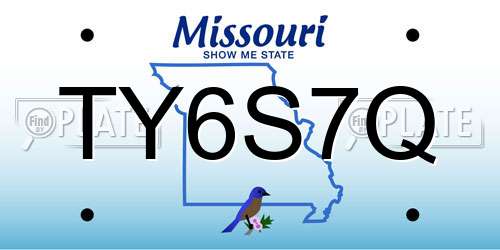 TY6S7Q Missouri License Plate