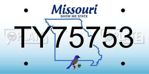 TY75753 Missouri License Plate