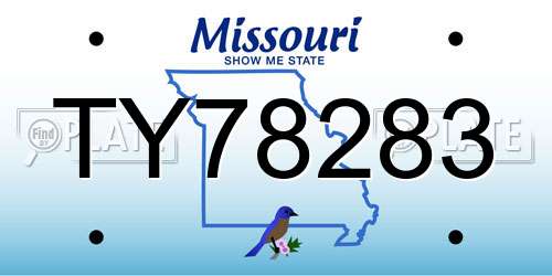 TY78283 Missouri License Plate