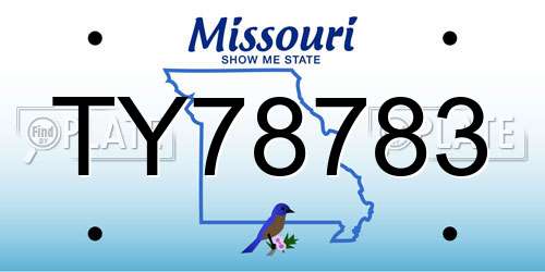 TY78783 Missouri License Plate