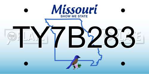 TY7B283 Missouri License Plate