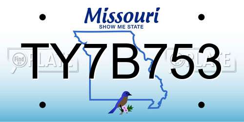 TY7B753 Missouri License Plate