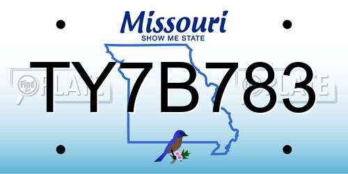 TY7B783 Missouri License Plate