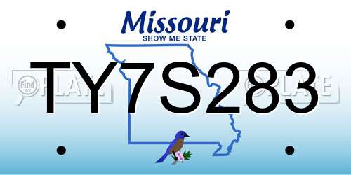 TY7S283 Missouri License Plate