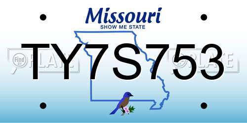 TY7S753 Missouri License Plate
