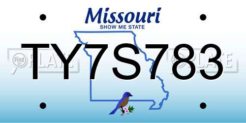 TY7S783 Missouri License Plate