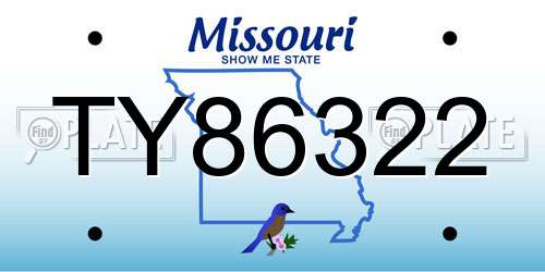 TY86322 Missouri License Plate