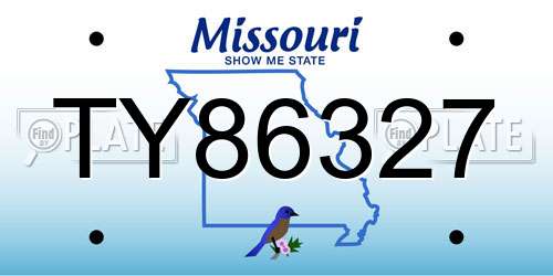TY86327 Missouri License Plate