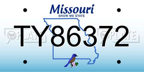 TY86372 Missouri License Plate