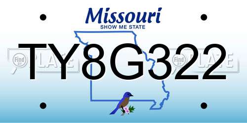 TY8G322 Missouri License Plate