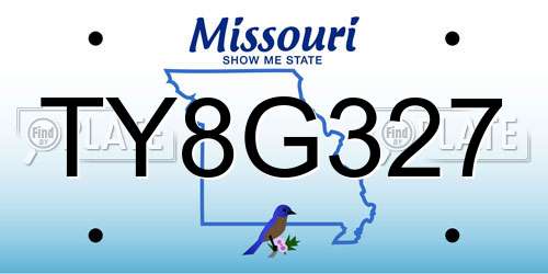 TY8G327 Missouri License Plate