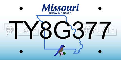 TY8G377 Missouri License Plate