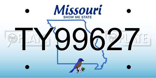 TY99627 Missouri License Plate