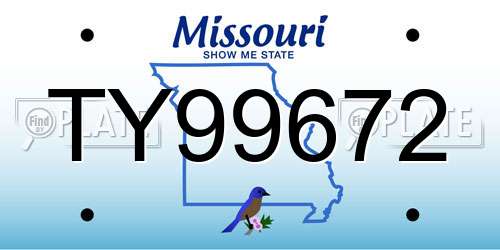 TY99672 Missouri License Plate