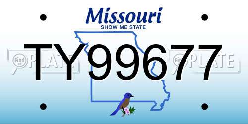 TY99677 Missouri License Plate