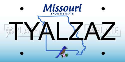 TYALZAZ Missouri License Plate