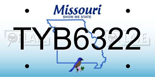 TYB6322 Missouri License Plate