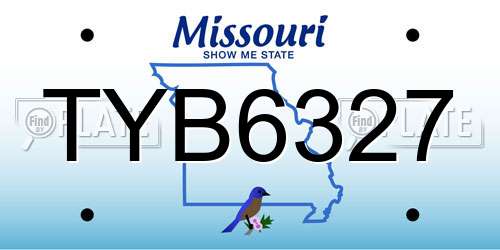 TYB6327 Missouri License Plate