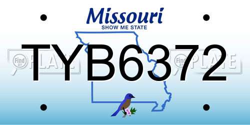 TYB6372 Missouri License Plate