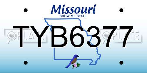 TYB6377 Missouri License Plate