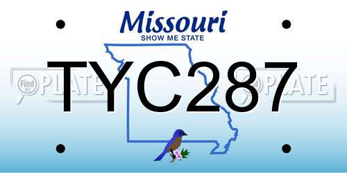 TYC287 Missouri License Plate