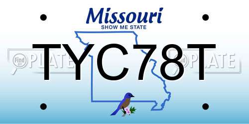 TYC78T Missouri License Plate