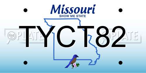 TYCT82 Missouri License Plate