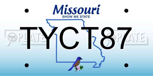TYCT87 Missouri License Plate