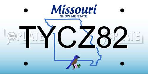 TYCZ82 Missouri License Plate