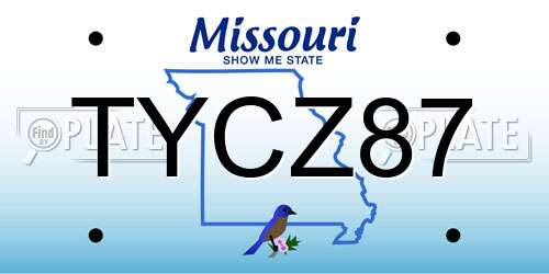TYCZ87 Missouri License Plate