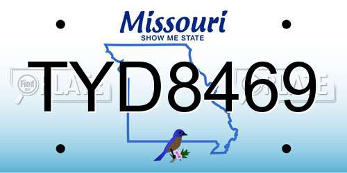 TYD8469 Missouri License Plate