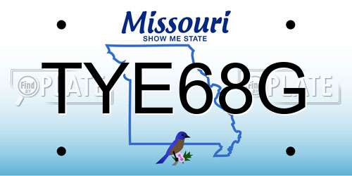 TYE68G Missouri License Plate