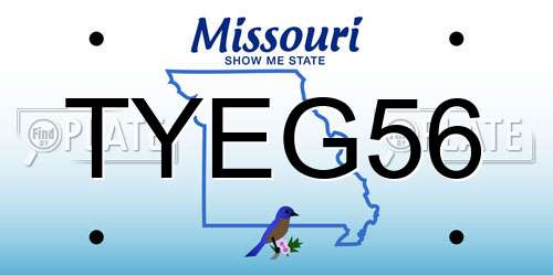 TYEG56 Missouri License Plate